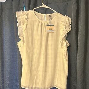 Women's White Ruffle Sleeve Top